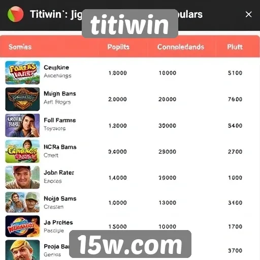 Comparativo entre jogos populares no titiwin
